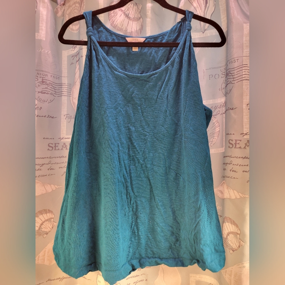 Time and Tru XXXL Rich Teal Tank Top W/ Knotted Straps
